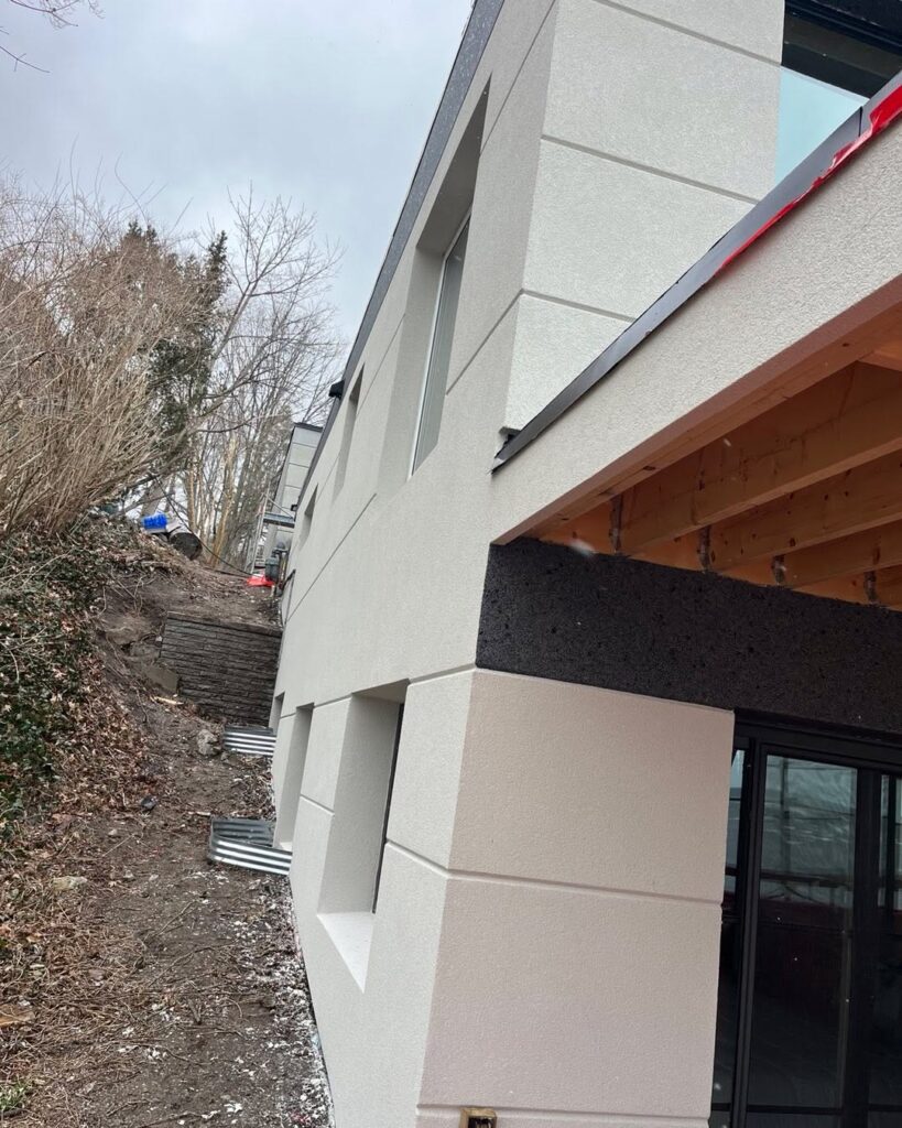 Stucco Exterior On Building Wall Surface